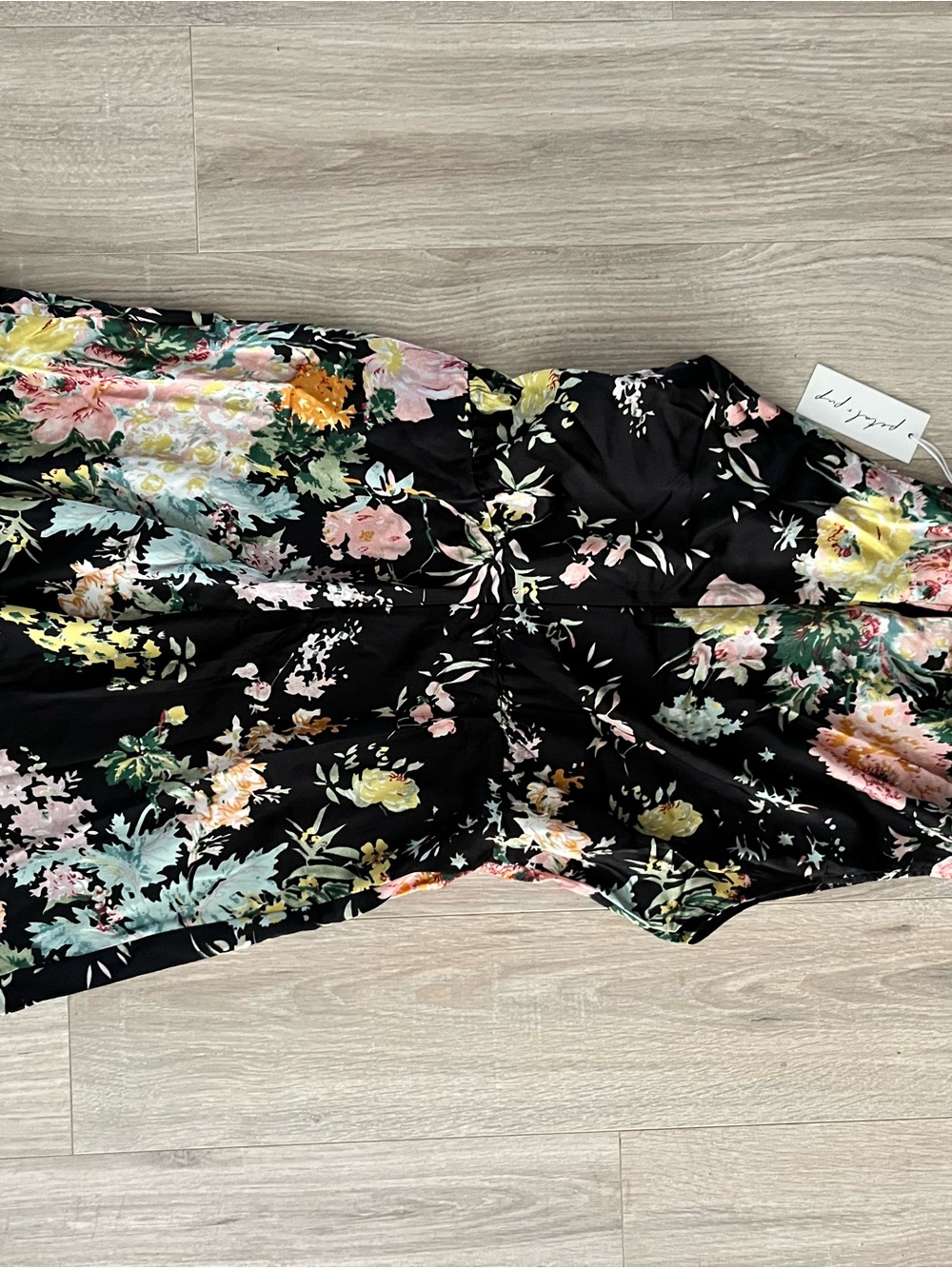 NWT Petal & Pup Women’s Anabelle Halter Neck Mini Dress Black Floral - Size L - Picture 7 of 8